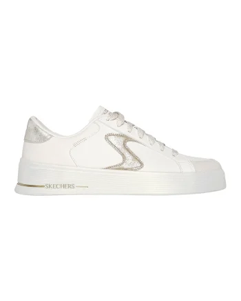 Pantofi sport de piele ecologica Court&Classics, Alb/Auriu