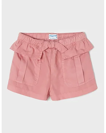 Pantaloni scurti din denim si buzunare frontale, Roz prafuit