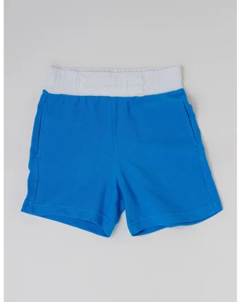 Pantaloni scurti de bumbac cu logo brodat, Alb/Albastru