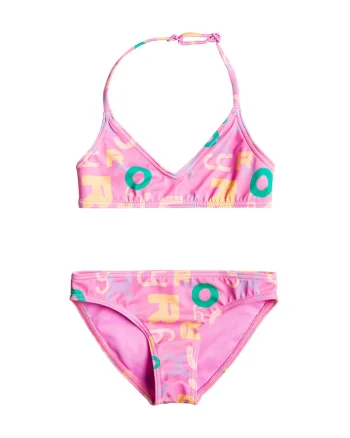 Costum de baie din doua piese, cu imprimeu Funny Bambino, Fucsia