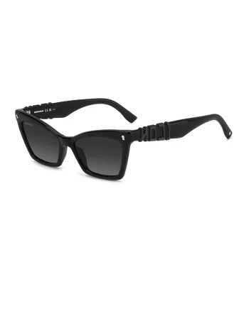 Ochelari de soare cat-eye cu model in degrade, Negru