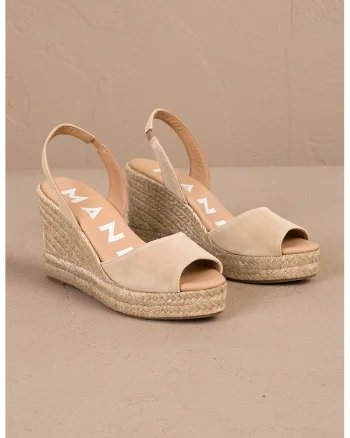 Sandale slingabck tip espadrile, Bej