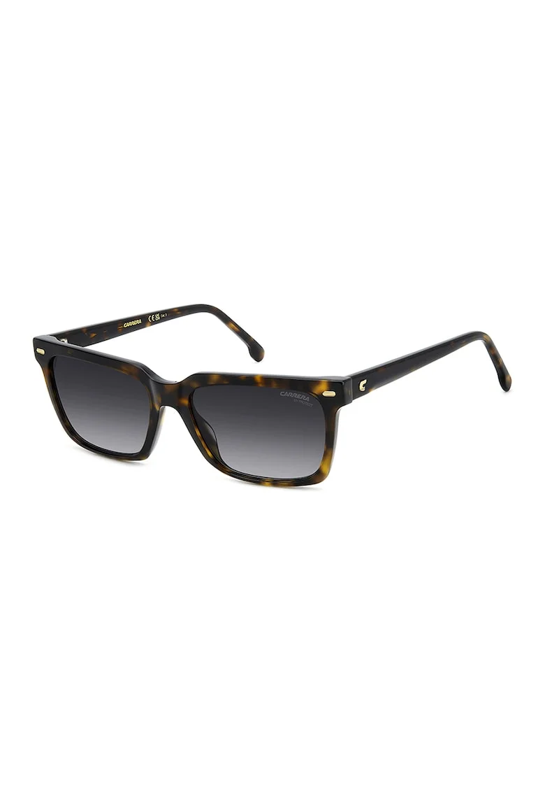 Ochelari de soare dreptunghiulari cu lentile uni, Negru/Caramel