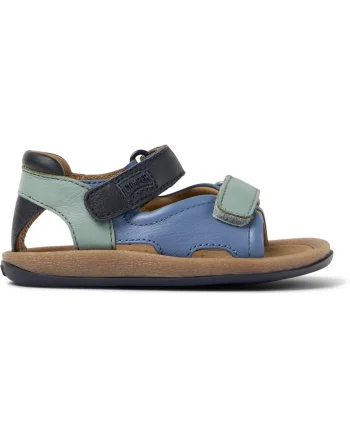 Sandale de piele cu inchidere velcro, Verde pal/Albastru