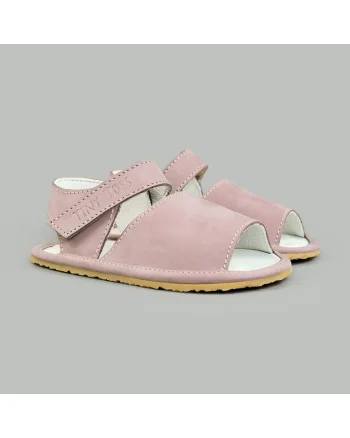 Sandale Barefoot din piele naturala, Nadeis, Roz, Roz pal