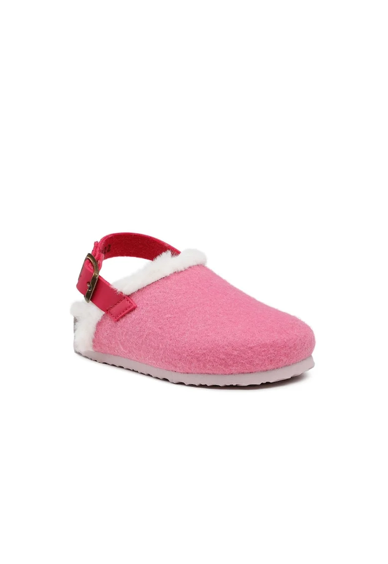 Papuci de casa pentru fete cu catarama,  Textil, Roz