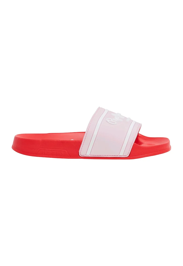 Papuci cu logo, Rosu vermillion/Roz pal