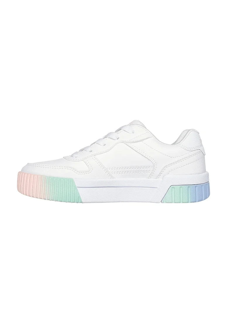 Pantofi sport Jade de piele ecologica cu platforma, Alb/Galben/Verde pal