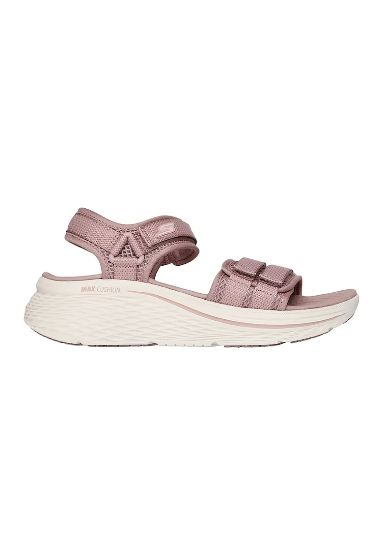 Sandale cu talpa plata si velcro, Roz inchis