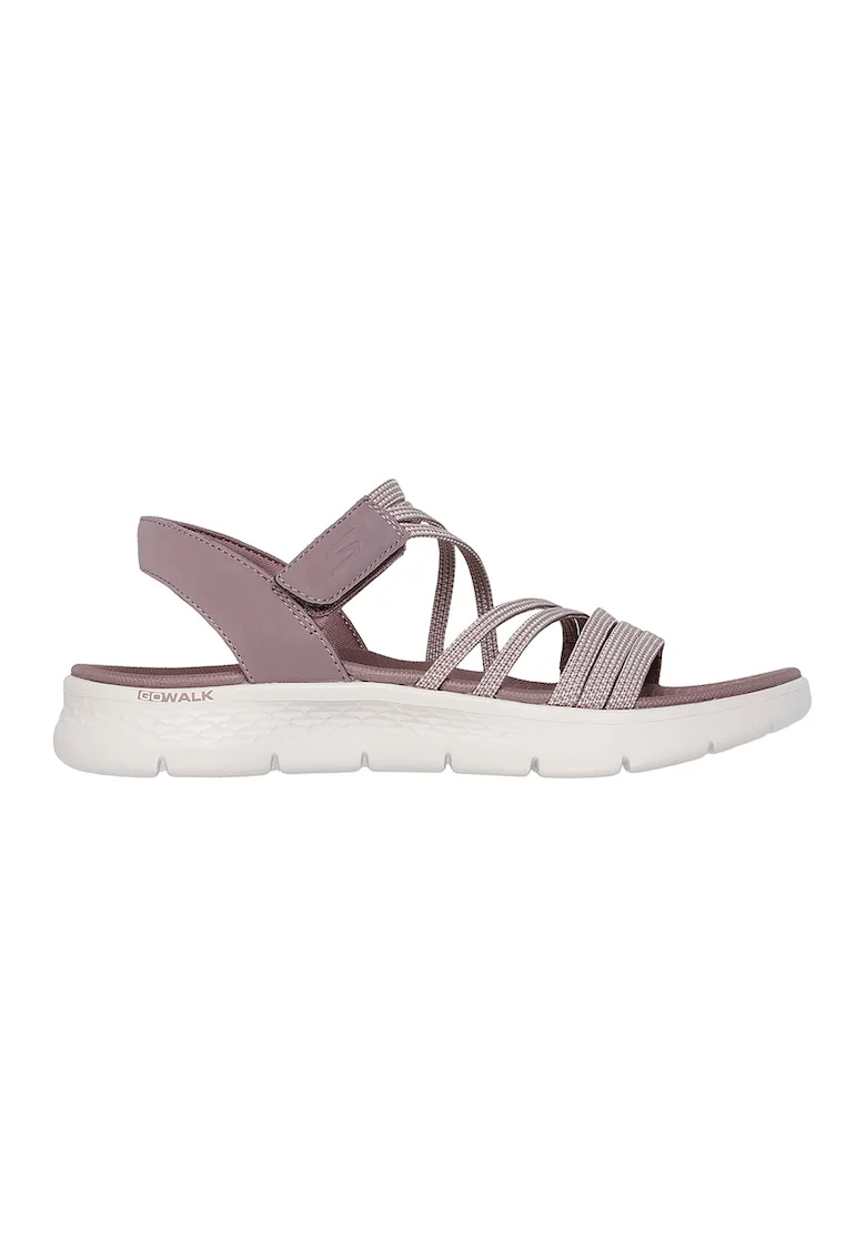 Sandale de piele ecologica cu velcro, Roz inchis
