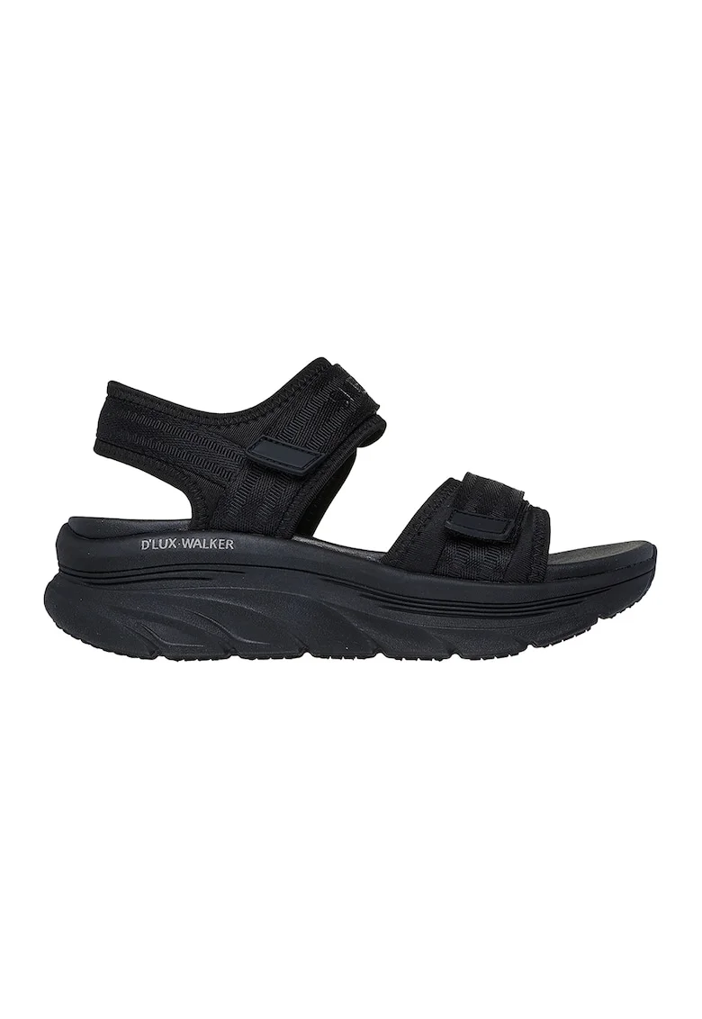 Sandale cu talpa wedge si inchidere velcro D'Lux Walker-Adored, Negru
