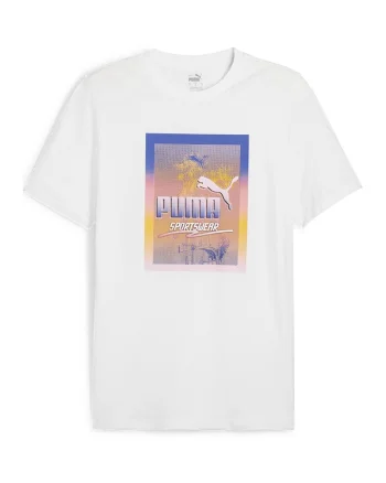 Tricou cu decolteu la baza gatului si imprimeu logo, Alb/Portocaliu/Albastru