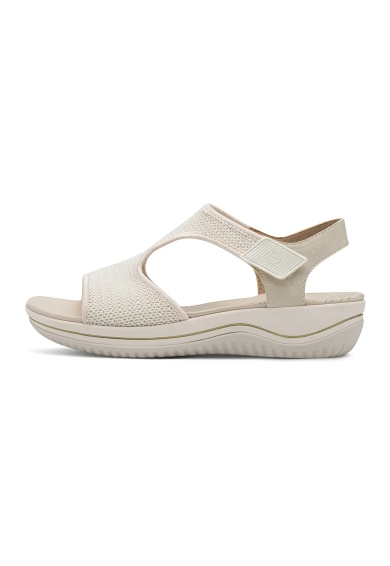 Sandale wedge cu velcro, Bej