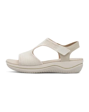 Sandale wedge cu velcro, Bej