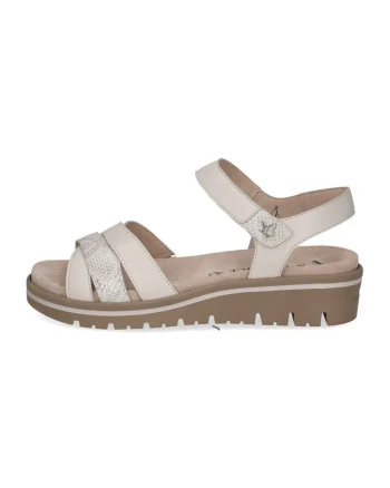 Sandale wedge de piele, Alb fildes