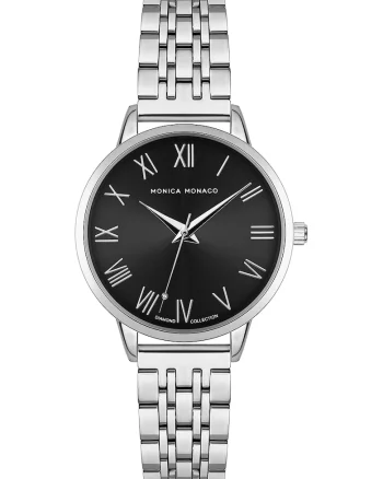 Ceas quartz cu 1 diamant, Argintiu