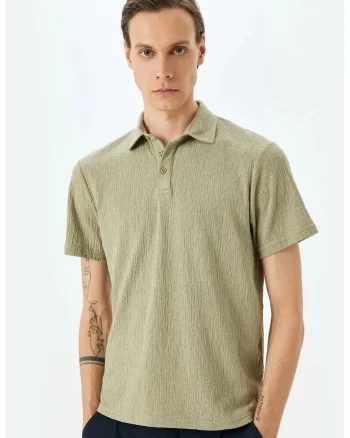 Tricou polo cu model texturat, Kaki