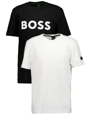 Tricou din amestec de bumbac cu imprimeu logo, Alb/Negru