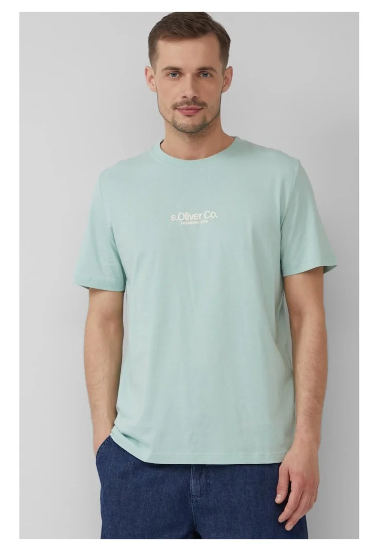 Tricou cu decolteu la baza gatului si detaliu logo