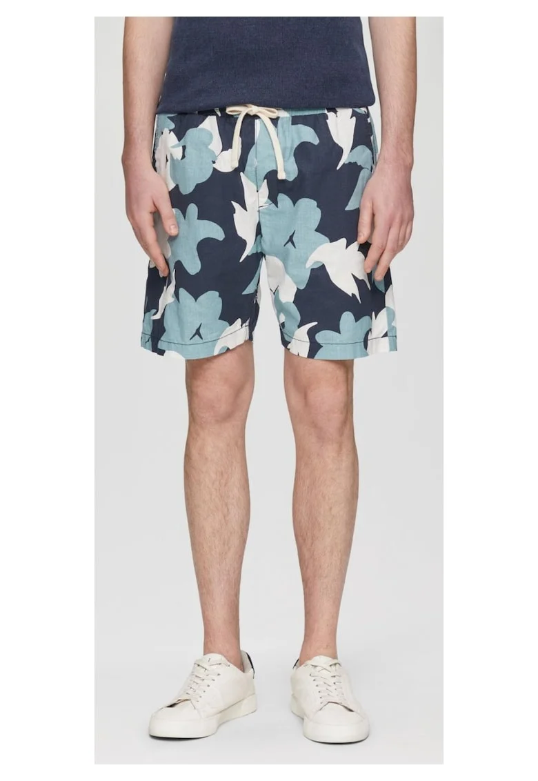 Q/S by s.Oliver Pantaloni scurti barbat cu imprimeu floral, Alb/Albastru/Bleumarin