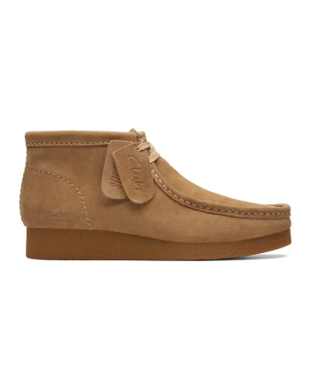 Ghete de piele intoarsa cu sireturi Wallabees, Caramel