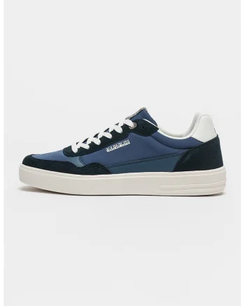 Pantofi sport din piele cu model si garnituri din material sintetic, Albastru inchis