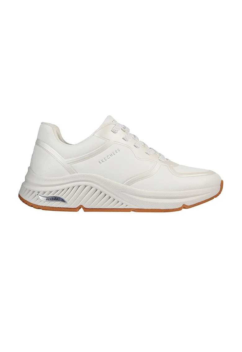 Pantofi sport din piele ecologica cu talpa wedge S-Miles, Alb