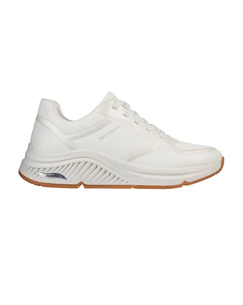 Pantofi sport din piele ecologica cu talpa wedge S-Miles, Alb
