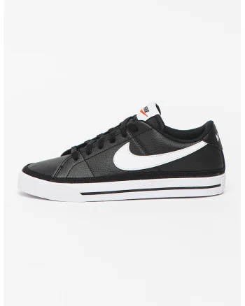 Pantofi sport de piele ecologica cu imprimeu logo Court Legacy, Alb/Negru