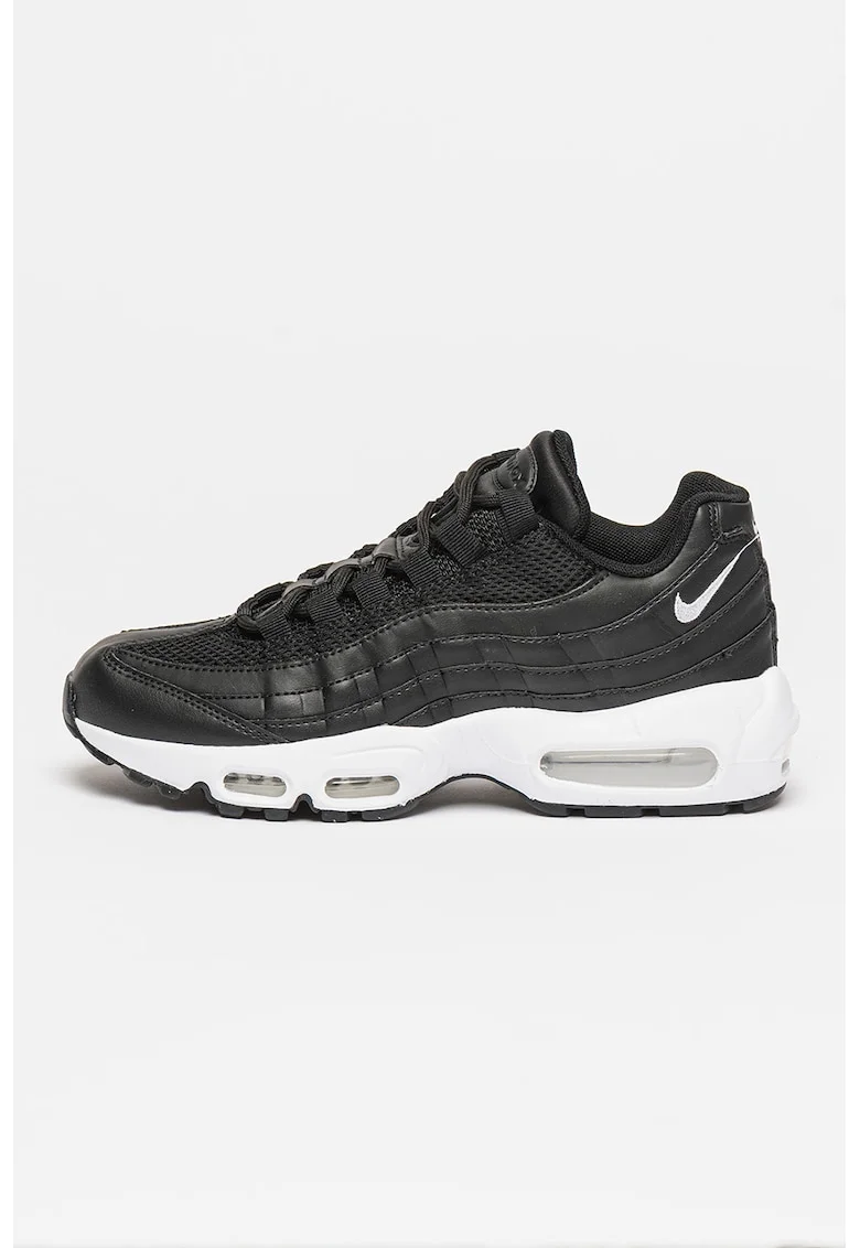 Pantofi sport de piele ecologica si plasa Air Max 95, Negru