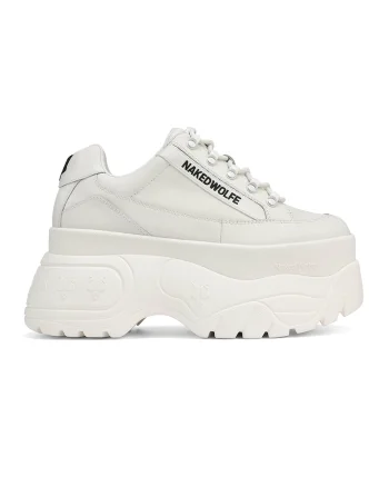 Pantofi sport flatform de piele Sprinter, Alb