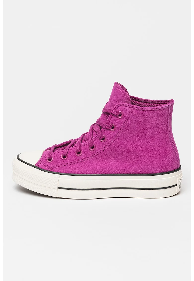 Tenisi mid-high de piele intoarsa Chuck Taylor All Star Lift, Fucsia