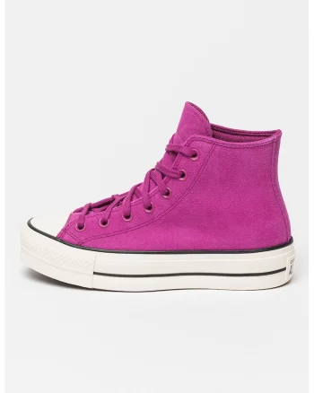 Tenisi mid-high de piele intoarsa Chuck Taylor All Star Lift, Fucsia