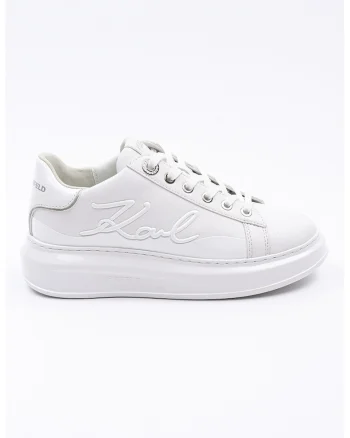 Pantofi sport din piele cu logo, Alb/Argintiu