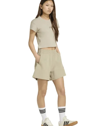 Pantaloni scurti cu talie elastica, Bej