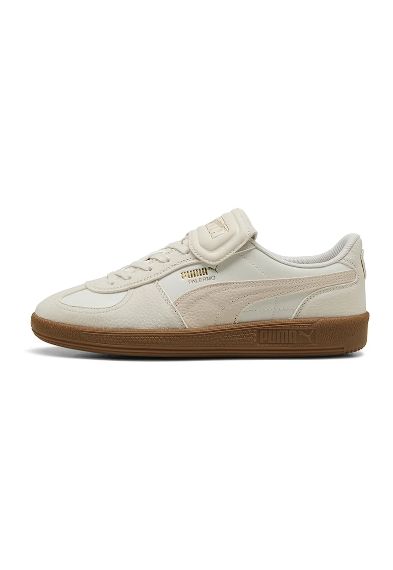 Pantofi sport low-cut de piele, Alb fildes/Roz prafuit
