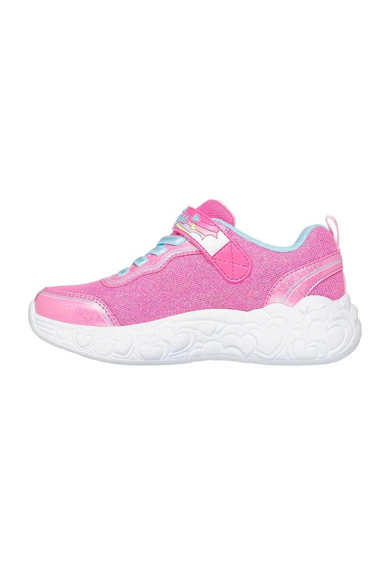Pantofi sport cu model si lumini cu buton oprire-pornire, Roz