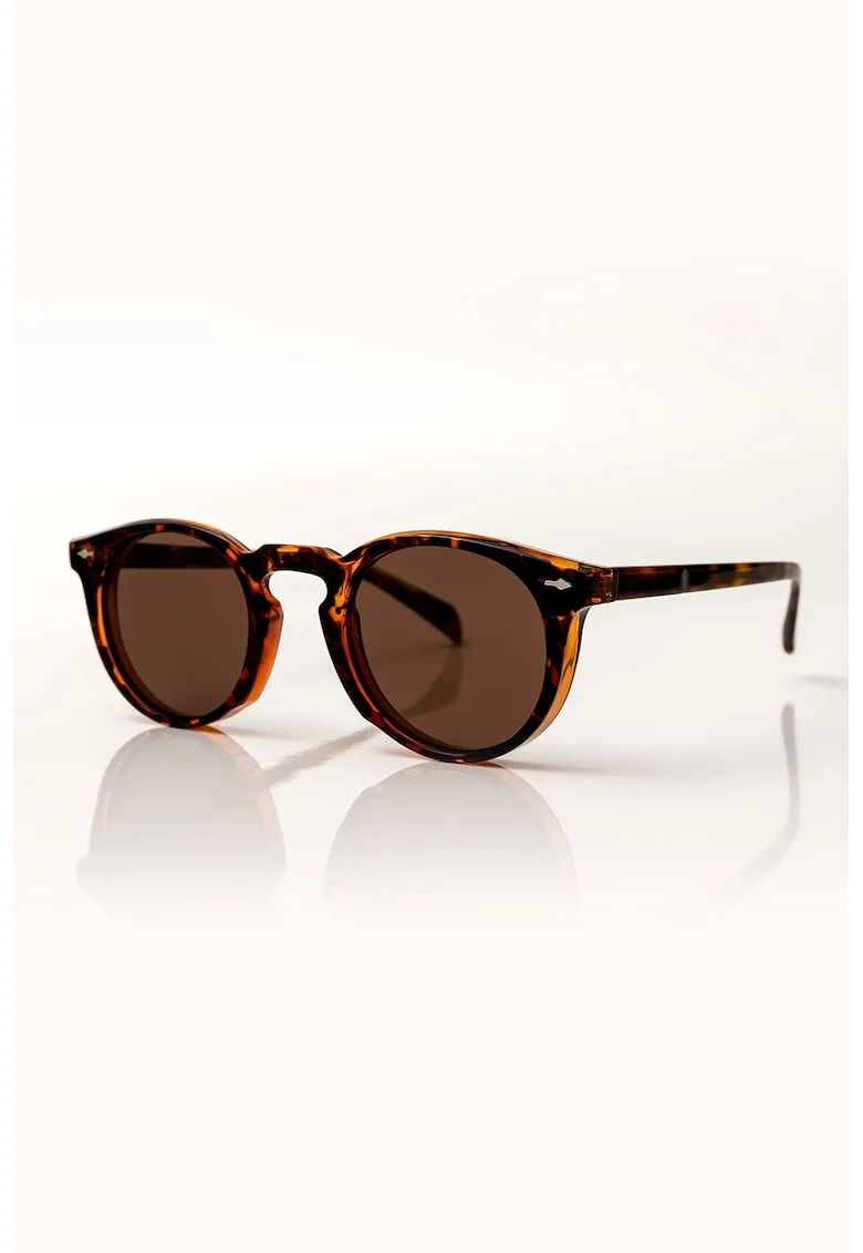 Ochelari de soare rotunzi cu animal print, Maro/Portocaliu