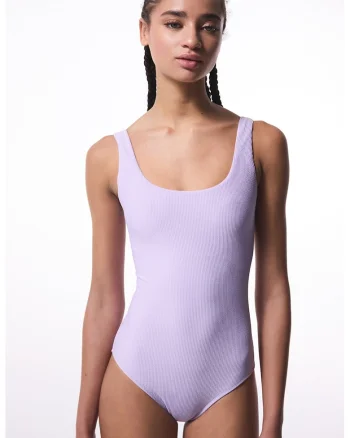 Costum de baie intreg cu decolteu rotund, Lila