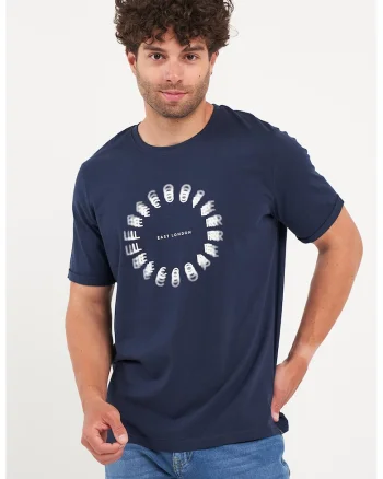 Tricou regular fit cu imprimeu grafic, Alb/Bleumarin