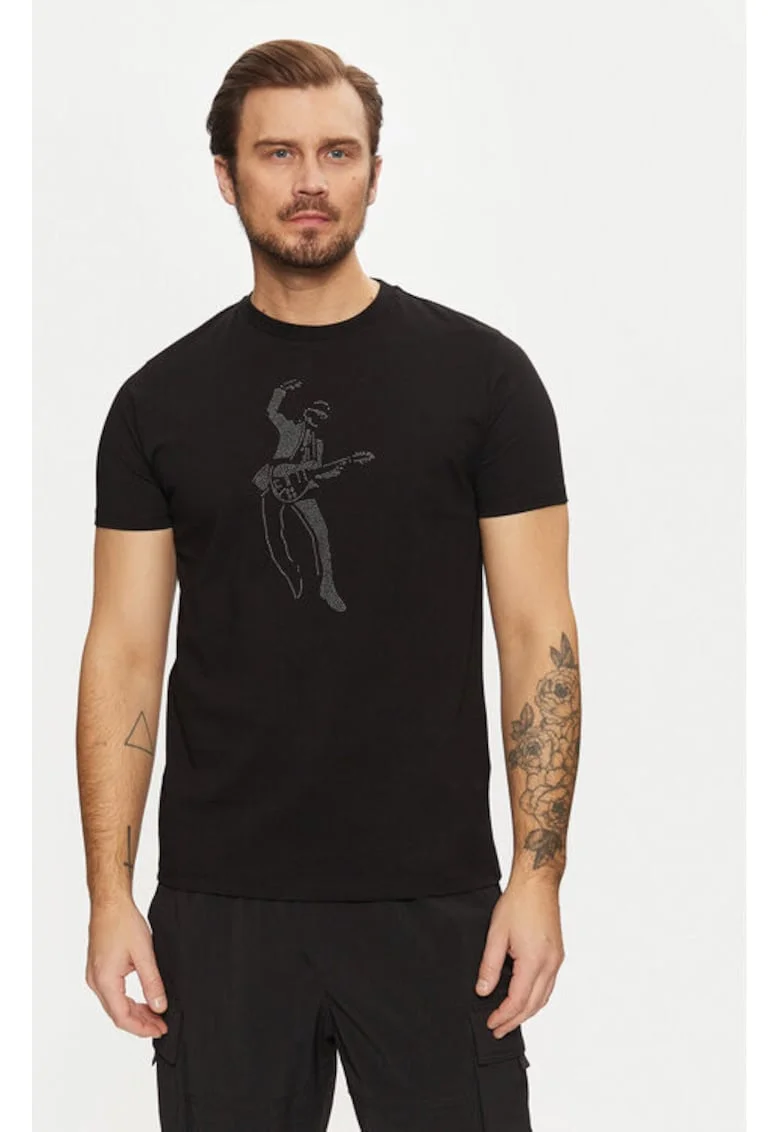 Tricou barbati,  304613159, Bumbac organic, Negru, Negru