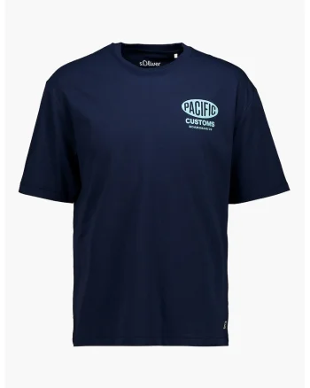 Tricou cu imprimeu text, Bleumarin