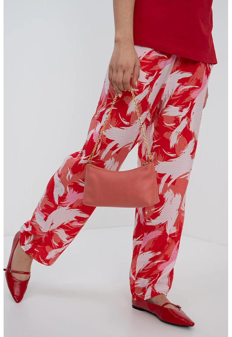 Pantaloni relaxed fit cu imprimeu grafic, Roz deschis/Rosu vermillion