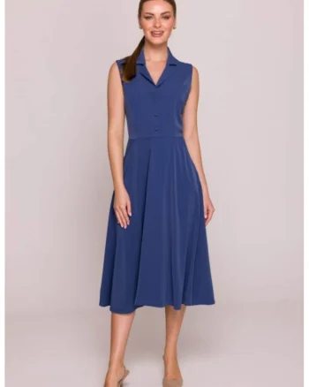 Rochie evazata cu guler,, Albastru