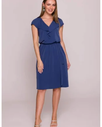 Rochie cu jabou si curea in talie,, Albastru