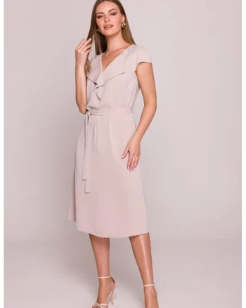 Rochie cu jabou si curea in talie,, Bej