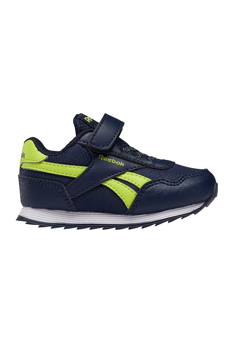 Pantofi sport de piele ecologica cu insertii de plasa Royal, Verde neon/Bleumarin
