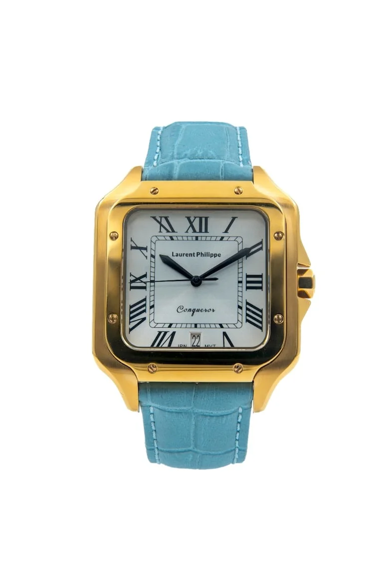 Ceas Conqueror The Golden Empress Blue Sauvage cu finisaj Auriu, Otel Inoxidabil