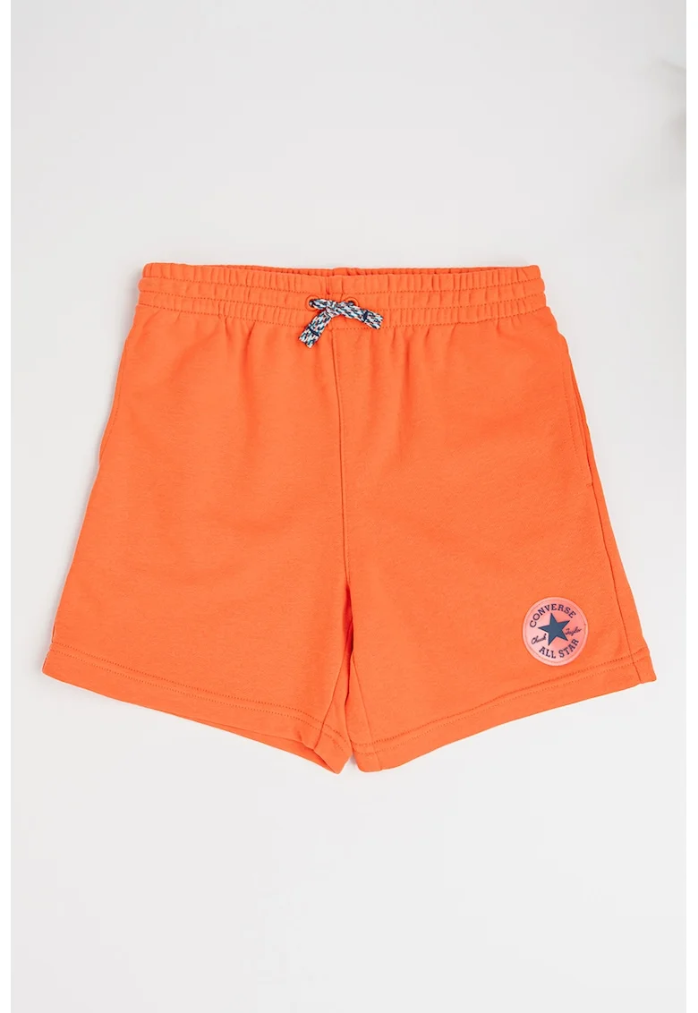 Pantaloni scurti din amestec de bumbac cu snur, Portocaliu