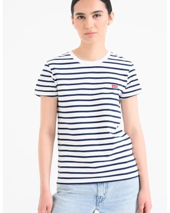 Tricou din bumbac cu decolteu la baza gatului